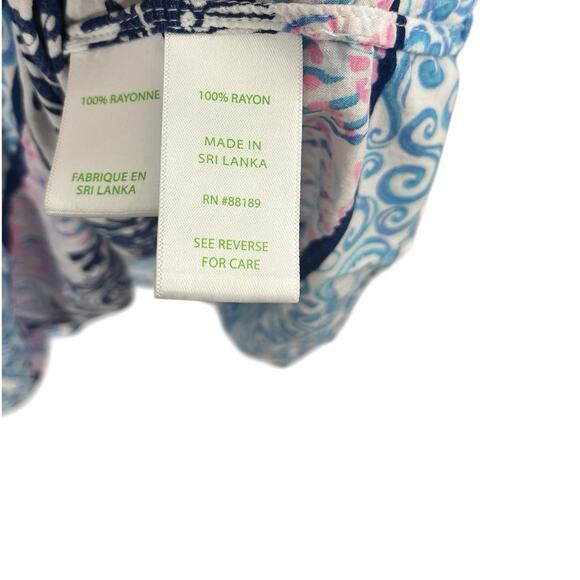 LILLY PULITZER NEVIE OFF-THE-SHOULDER TOP *KRILLIN IT* OYSTER BAY BLUE WHITE - Picture 8 of 9